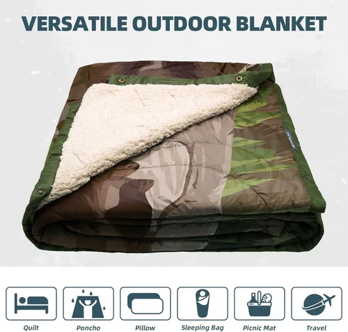 Miniatura 3 de Manta de Campamento al Aire Libre con Forro Sherpa, Manta de Campamento Extra Cálida y Gruesa, Poncho Ultraligero y Suave para Camping DWR