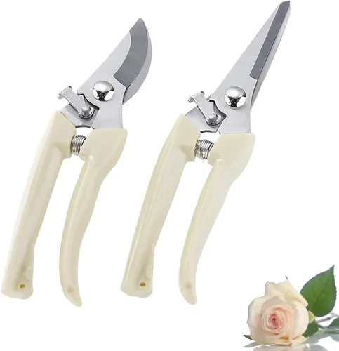 Miniatura 7 de Leize - Juego de tijeras para flores, paquete de 2 unidades, tijeras florales de acero inoxidable premium y engrosadas, podadora fuerte para flores