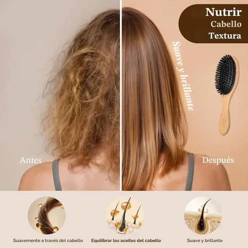 Miniatura 3 de BLACK EGG Cepillo de cerdas de jabalí para mujeres, hombres y niños, cerdas naturales suaves para cabello delgado y fino, restaura brillo y textura