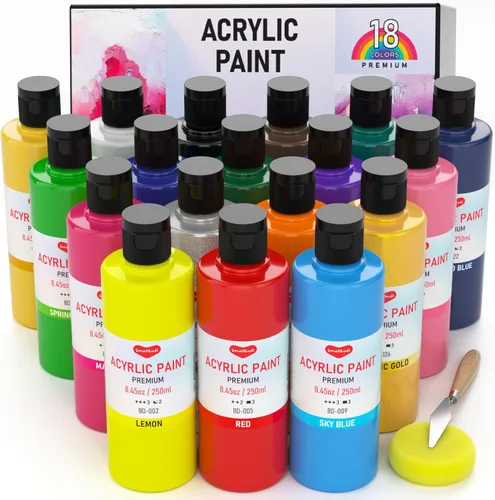Miniatura 11 de Smallbudi Juego de pintura acrílica a granel de 25 colores, 16.9 onzas (16.9 fl oz), kit de pintura acrílica no tóxica grande para pintar fiestas