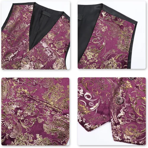 Miniatura 4 de Cloudstyle Chaleco de vestir con estampado para hombre, ajustado, chaleco formal con botones