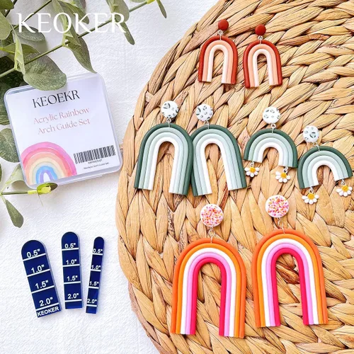 Miniatura 6 de Keoker Juego de guía de arco iris acrílico de arcilla polimérica, aretes de arcilla polimérica, suministros de joyería, 3 tamaños de arete