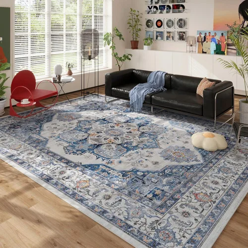 Miniatura 69 de Rugcomf Alfombra de pasillo de 2 x 6 pies, lavable, bohemio, suave, antideslizante, no desprende pelusa, lana sintética, estilo vintage para cocina