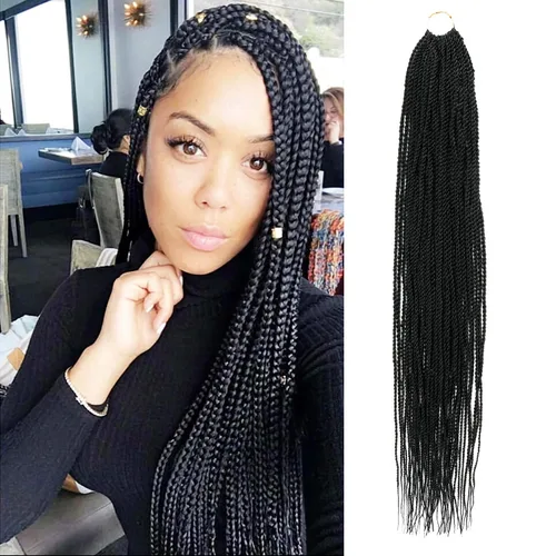 Miniatura 28 de AU-THEN-TIC Cabello senegalés con trenzas de ganchillo de 22 pulgadas, 6 paquetes de 40 mechones por paquete, extensiones de cabello de ganchillo