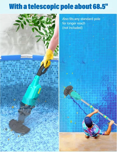 Miniatura 6 de Oxseryn Aspiradora de piscina inalámbrica de mano recargable con 60 minutos de tiempo de funcionamiento, perfecta para piscinas sobre el suelo