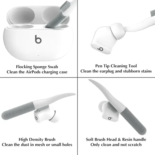 Miniatura 6 de Valkit Funda transparente compatible con Beats Studio Buds 2021/2023+ con kit de limpieza y cerradura, funda protectora de TPU suave a prueba