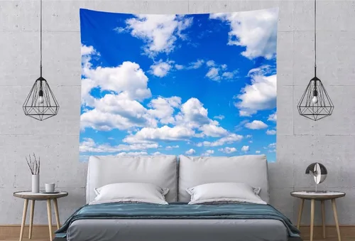 Miniatura 3 de BELECO Tapiz de cielo azul para colgar en la pared, 106 x 70 pulgadas, cielo azul, nubes blancas, telón de fondo, decoración de pared, tapices