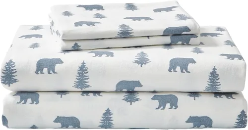 Miniatura 25 de Eddie Bauer - Sábanas de franela tamaño Queen, algodón resistente a las bolitas y arrugas, juego de sábanas con fundas de almohada y sábana ajustada