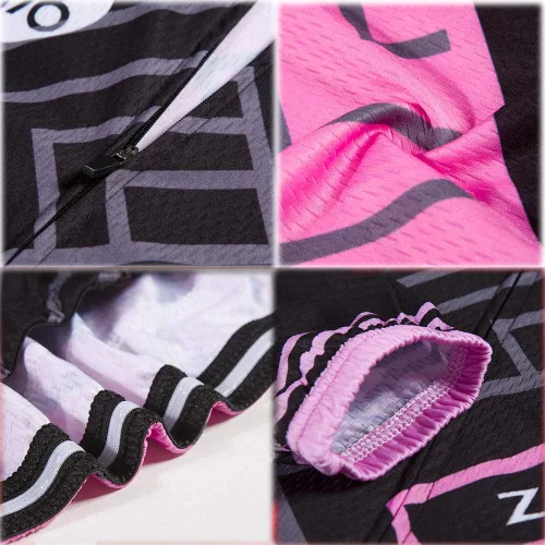Miniatura 26 de Traje de ciclismo acolchado de gel 3D transpirable de manga larga para mujer, conjunto de pantalones de malla con protección UV