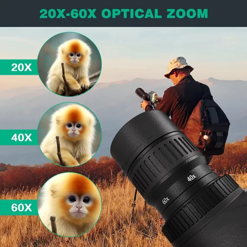 Miniatura 2 de Gosky Alcance de Observación HD 20-60x80mm con Trípode y Adaptador para Smartphone, Alcance de Observación con Prisma BAK 4 para Observación