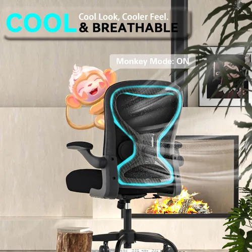 Miniatura 7 de Office Desk Chair with Ergonomic Lumbar Support, Extra-Thick Seat Cushion, Flip-up Arms, Breathable Mesh Back, Computer Task Chair for Home Office