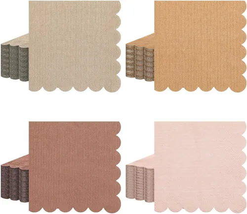 Miniatura 11 de Zhanmai 100 paquetes de servilletas de cóctel 5 x 5 pulgadas, servilletas con bordes festoneados, papel de color degradado para bebidas con bordes