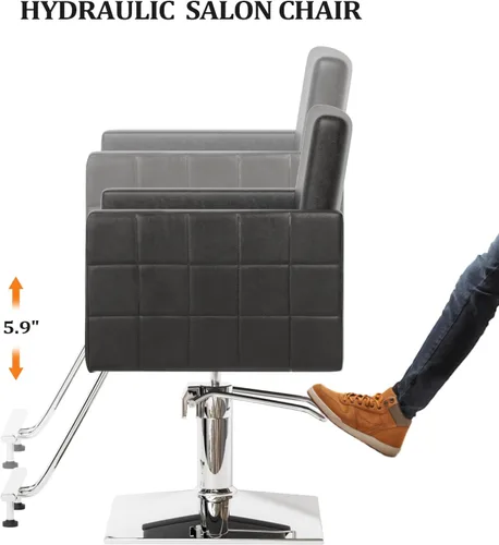 Miniatura 8 de Bonnlo Silla de peluquería para estilista de peluquería de asiento ancho, silla de peluquería hidráulica con reposapiés de acero inoxidable, silla