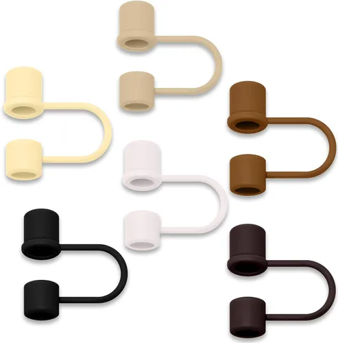 Miniatura 9 de 6 piezas de cubierta de pajita de silicona compatible con Stanley 30 y 40 Oz Accesorios para vaso Toppers de pajita marrón Reutilizable para taza
