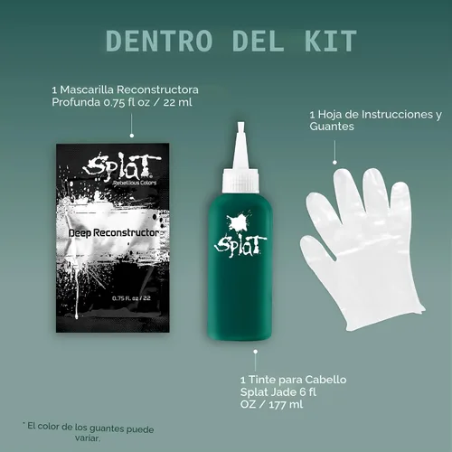 Miniatura 4 de Splat Hair Splat Rebellious Colors 30 Wash - Kit de coloración para el cabello, jade medianoche, 6 onzas Jade(Midnight Jade)