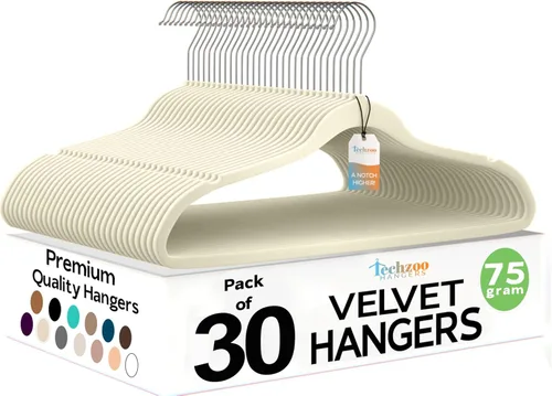 Miniatura 11 de Techzoo Perchas de Terciopelo Premium Paquete de 50 Perchas Ultra Delgadas Antideslizantes de Fieltro para Adultos que Ahorran Espacio para Perchas