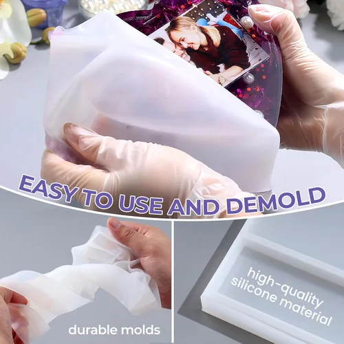 Miniatura 7 de LET'S RESIN Moldes de resina para marco de fotos, moldes de silicona grandes y únicos para marco de fotos, moldes epoxi en forma de rectángulo