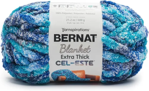 Miniatura 64 de Bernat - Hilo para manta extra grueso color niebla azul - 1 paquete de 21.12 oz/598.74 g - 100% poliéster - #7 Jumbo - 72 yardas - Hilo grueso