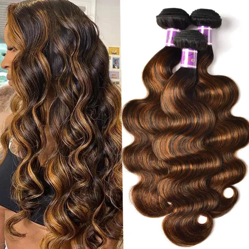 Miniatura 24 de UNice 4 manojos de cabello humano brasileño ondulado, 100% real, sin procesar, extensiones de cabello humano virgen, color negro natural, 20, 22