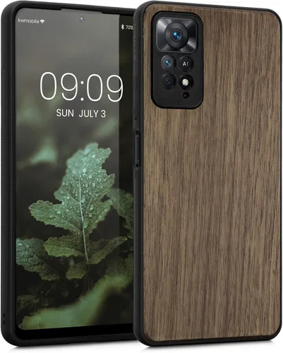 kwmobile Funda de madera real compatible con Xiaomi Redmi Note 11 Pro/Note 11 Pro (5G) / Note 12 Pro (4G), funda de madera dura con parachoques de