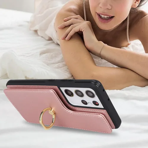 Miniatura 4 de Funda para teléfono Samsung Galaxy S21 Ultra con tarjetero para mujeres y niñas (6.8 pulgadas), funda tipo cartera [no para S21] con anillo