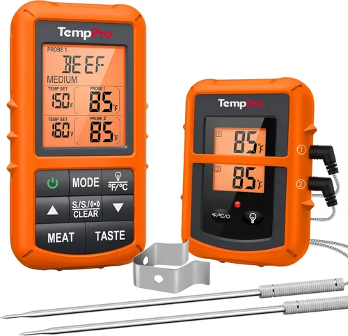 Mando a distancia inalámbrico digital Thermopro TP20, cocción de alimentos, termómetro de carne, termómetro con sonda dual para barbacoa parrilla,