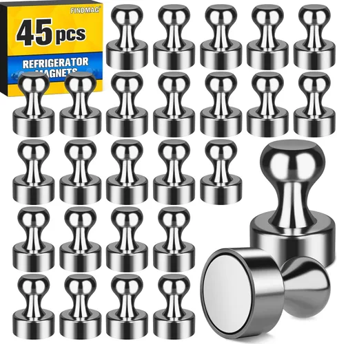 Miniatura 14 de FINDMAG Paquete de 16 imanes para refrigerador, imán de refrigerador, imanes pequeños para pizarra blanca, imán de neodimio fuerte, imán de tierras