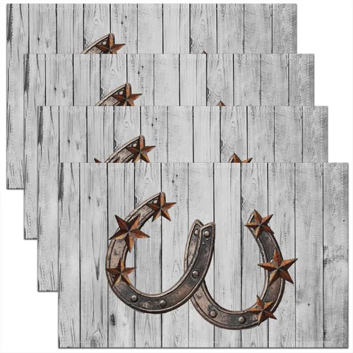 Miniatura 7 de Lodge - Juego de 4 manteles individuales de cabina con diseño de silueta de pino y oso gris, tapetes de cocina para mesa de comedor, animales