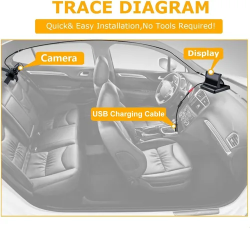 Miniatura 3 de Itomoro Espejo de coche para bebé, vista infantil en asiento trasero con amplia visión cristalina, USB fácil instalar monitor de coche de bebé 1080p
