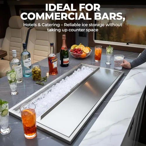 Miniatura 5 de Baúl de hielo comercial de acero inoxidable de 18 x 12 pulgadas, pozo de hielo aislado para servicio de bebidas
