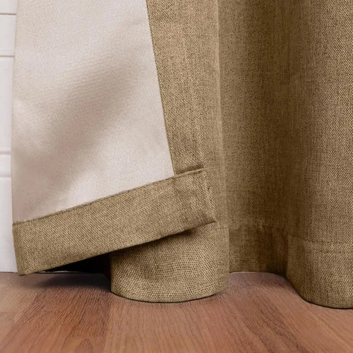 Miniatura 3 de Superior Juego de 2 cortinas opacas con textura de lino, par de paneles con aislamiento térmico con cabecera superior con ojales, cortinas clásicas