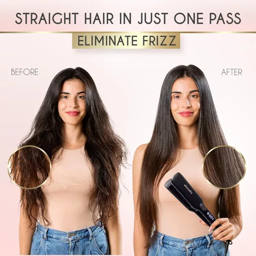 Miniatura 3 de ELLA BELLA® Plancha plana de titanio para alisar el cabello (con infrarrojos) • Alisador de pelo profesional • Pantalla digital para controlar