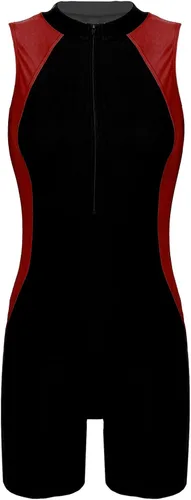 Miniatura 4 de easyforever Traje de baño deportivo sin mangas de una pieza con bloques de color Boyleg para mujer