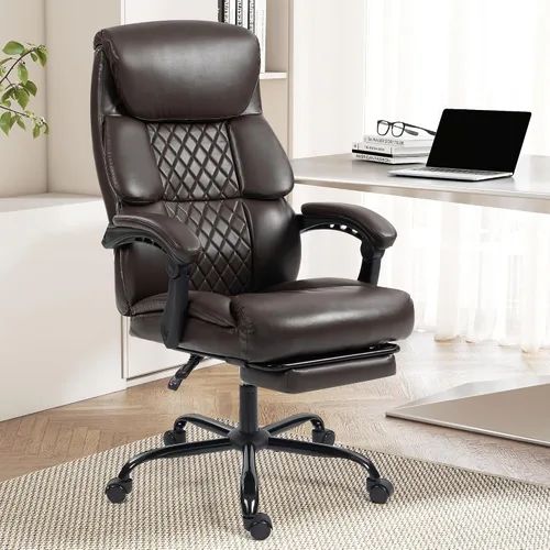 Miniatura 11 de Silla de oficina – Silla ergonómica de escritorio para computadora con respaldo alto con función mecedora y soporte lumbar, silla ejecutiva cómoda