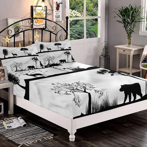 Miniatura 41 de Juego de sábanas decorativas tamaño individual XL, juego de sábanas bajeras con bolsillos profundos de cactus y 2 fundas de almohada