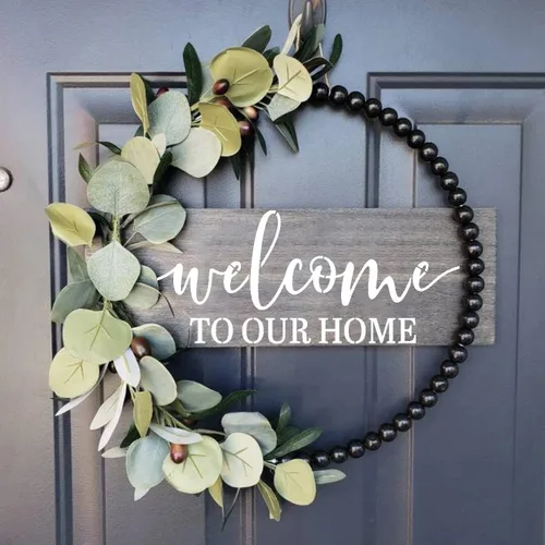 Miniatura 4 de Plantillas de bienvenida para manualidades, plantilla de bienvenida reutilizable para letrero de madera, plantillas de 12 pulgadas para pintar