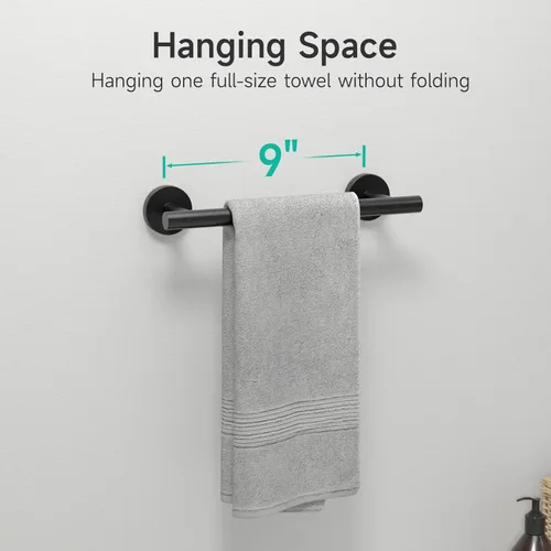 Miniatura 2 de USHOWER Juego combinado de toallero y soporte de papel higiénico de 12 pulgadas, color negro, estilo moderno, 2 piezas