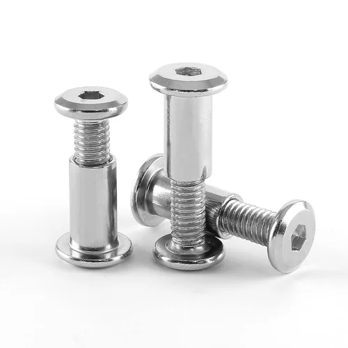 Miniatura 4 de 10 pares (20 piezas) M6 x 0.630 in Tornillo hexagonal con llave Allen, pernos de conector plateados para muebles, tornillos avellanados M6, tuercas