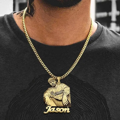 Miniatura 5 de 3UMeter Collar personalizado para mujeres y hombres, collar con colgante de foto grabada, collar chapado en oro de 18 quilates y plata