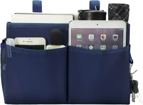 Miniatura 20 de Bseash Organizador de litera, organizador de cama colgante para mesita de noche, bolsa de almacenamiento con 4 bolsillos y 2 ganchos