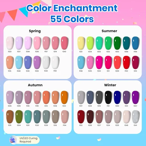 Miniatura 3 de Beetles - Kit de esmalte de uñas de gel con luz UV – 80 piezas de encantamiento de color, kit de uñas de gel de 55 colores con capa base de todo
