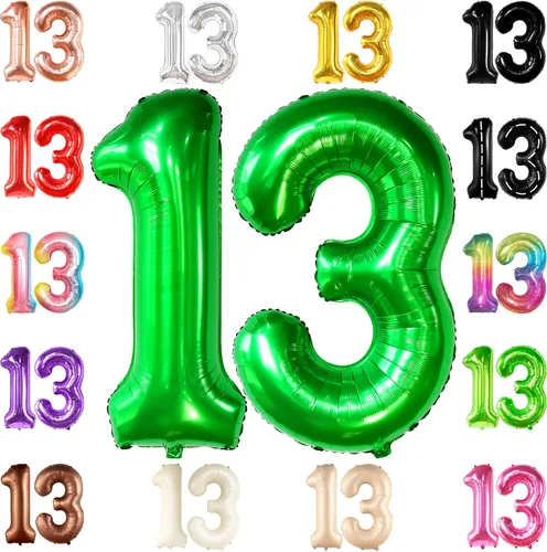 Miniatura 19 de KatchOn, Globos negros enormes del número 13, 40 pulgadas, globo negro de cumpleaños número 13 para decoraciones de cumpleaños de 13 para niños