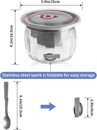 Miniatura 3 de MOLIGOU Cuenco de inmersión refrigerado con tapa, cuenco de 22 onzas para servir refrigerado para fiestas, cuenco de inmersión en hielo con tenedor