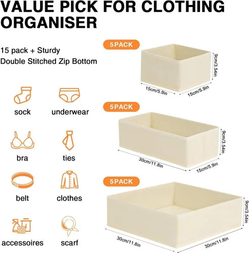 Miniatura 3 de DIMJ Organizador de cajones para ropa, paquete de 6 unidades, organizadores plegables para bebé, organizador de almacenamiento y cómoda