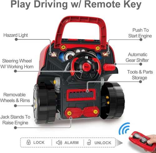 Miniatura 5 de iPlay, iLearn Juguete de motor de camión grande, juego de reparación mecánica para niños pequeños de 3 a 5 años, kit de construcción grande