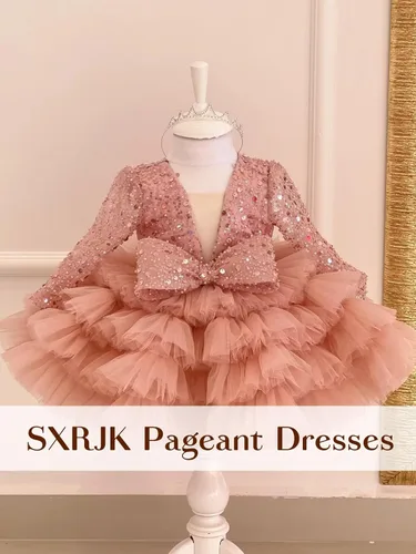 Miniatura 3 de Sequins Pageant Dress for Girls Tulle Flower Girl Dresses for Wedding Birthday Princess Party Ball Gowns for Baby Kids