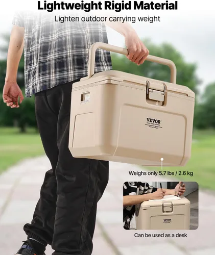 Miniatura 4 de VEVOR Enfriador portátil, enfriador duro de 16.5 QT con retención de hielo, asas resistentes y portavasos, enfriador portátil aislante