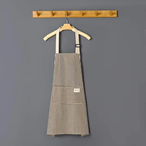 Miniatura 6 de Paquete de 2 delantales ajustables con 2 bolsillos de algodón y lino para cocinar, delantal de chef para mujeres y hombres multi