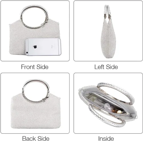 Miniatura 4 de LIFEWISH Bolsos de noche con diamantes de imitación de cristal para mujer, bolsos de mano brillantes para graduación, cóctel, fiesta, boda