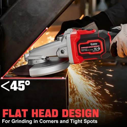 Miniatura 5 de Ecarke Amoladora angular de cabeza plana compatible con batería Milwaukee de 18 V, 4-1/2 a 5 pulgadas, 11000 RPM, sistema de seguridad múltiple